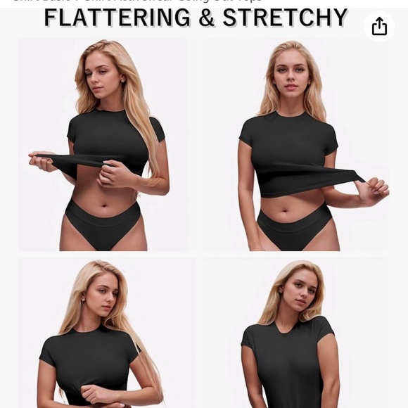 Cotton Crop Tops basic Tee Short Sleeve -Amazon feels just like SKIMS - Picture 2 of 5